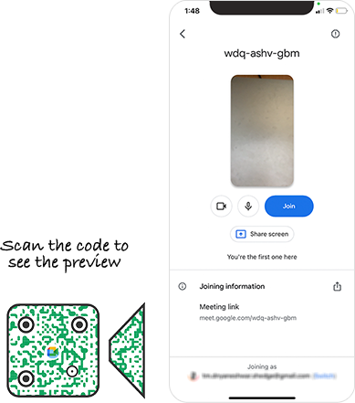 Google Meet QR code sample display page with demo QR code