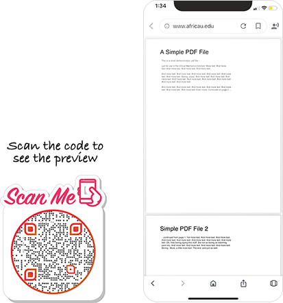 PDF to QR Code QR code sample display page with demo QR code